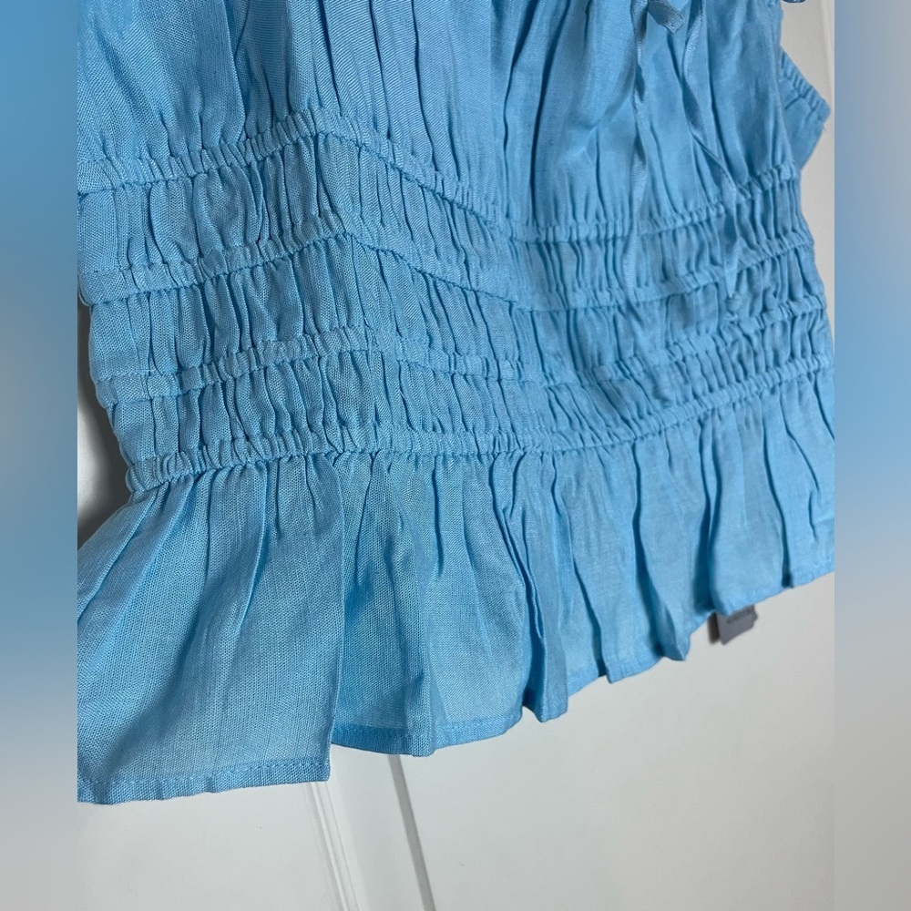 Nordstrom NSR Designer Light Blue Smocked Adjustable Top Juniors Medium - Picture 9 of 16